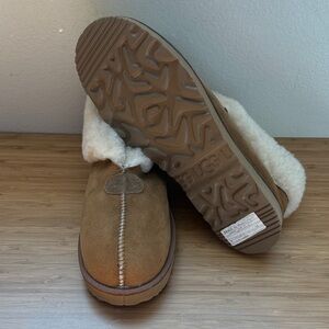 UGG Chestnut Suede Shearling Slip-On Loafers